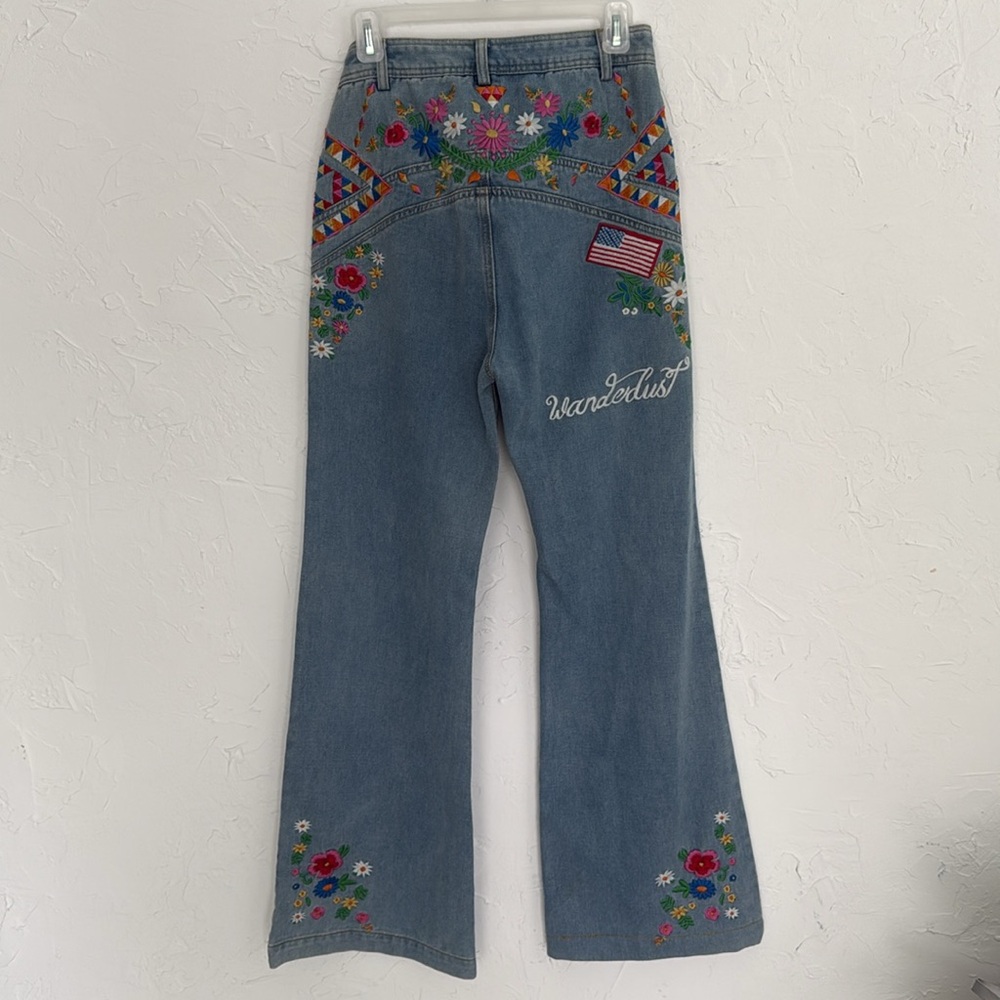 Spell Wanderlust Embroidered Denim Blue Jeans - Large - Picture 7 of 7